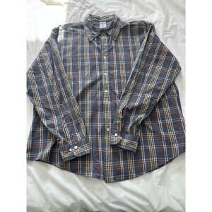 Brooks Brothers 346 blue and orange plaid long-sleeve button-down shirt. XXL.